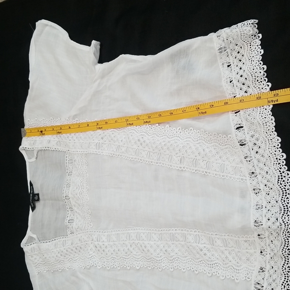 Zac & Rachel Square Neckline Short Sleeves White Top. Size PL - Picture 10 of 12